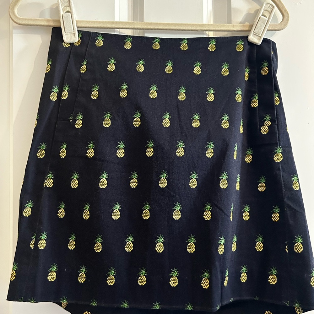J. Crew NavySkirt with Pineapple Print